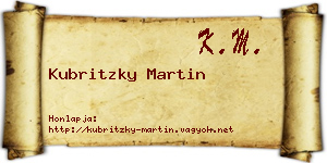 Kubritzky Martin névjegykártya